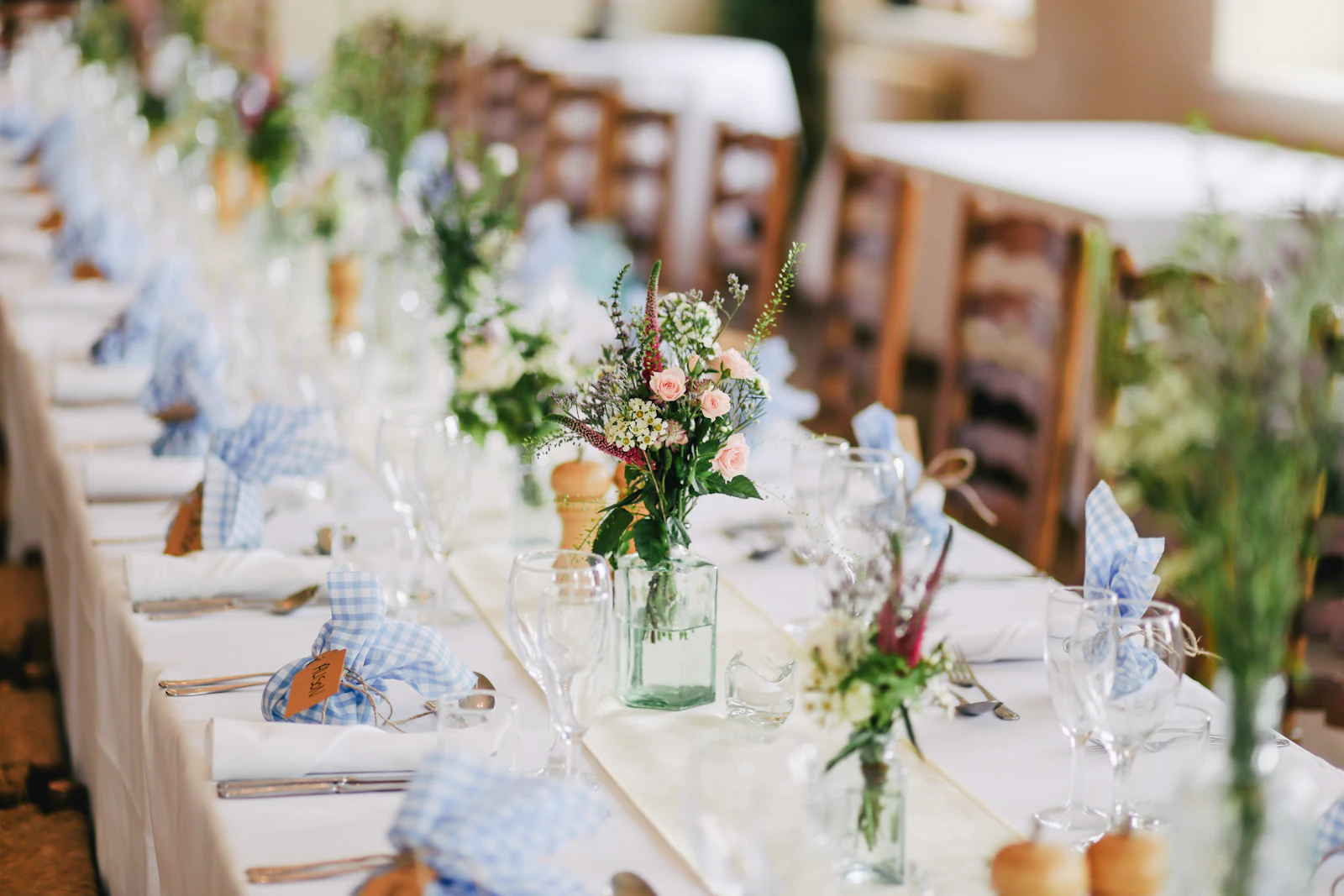 Elegant outdoor celebration table prepared for guests